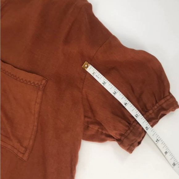 Anthropologie Pilcro brown linen surf button down shirt size: M - Picture 9 of 10